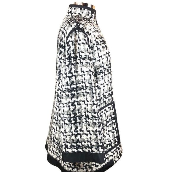 Michael Boris Check Coat Cashmere & Wool in Black & White Houndstooth Mid Length - Picture 3 of 9